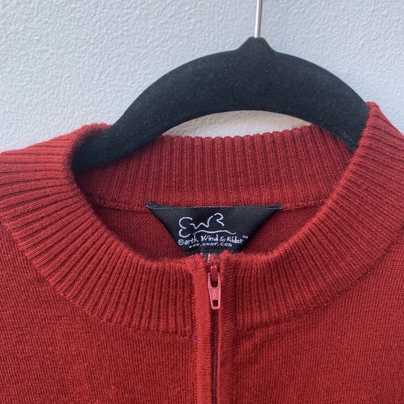 Mellow Johnnys Earth Wind & Rider Mens US Medium 100% Merino Cycling Jumper Red - Picture 3 of 8